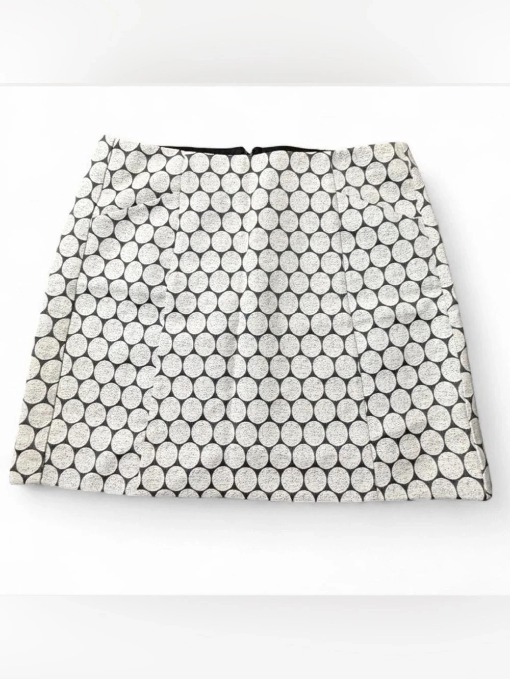 Women's J.Crew Black/White Textured Polka Dot Mini Skirt Sz 6 Office Work Preppy